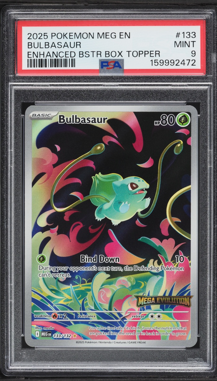 2025 Pokemon Mega Evolution Enhanced Booster Box Topper Bulbasaur #133 PSA 9 MINT