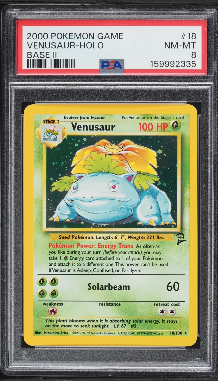 2000 Pokemon Base Set 2 Holo Venusaur #18 PSA 8 NM-MT