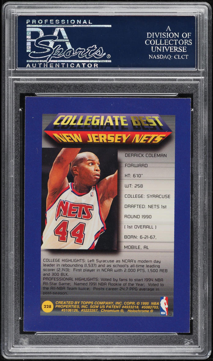 1994 Finest Refractor w/ Coating Derrick Coleman #228 PSA 10 GEM MINT