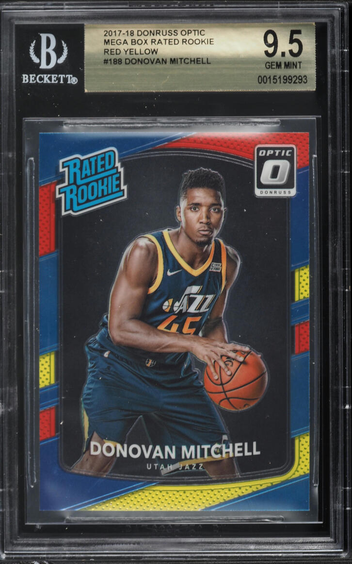 2017 Donruss Optic Red & Yellow Donovan Mitchell ROOKIE #188 BGS 9.5 GEM MINT