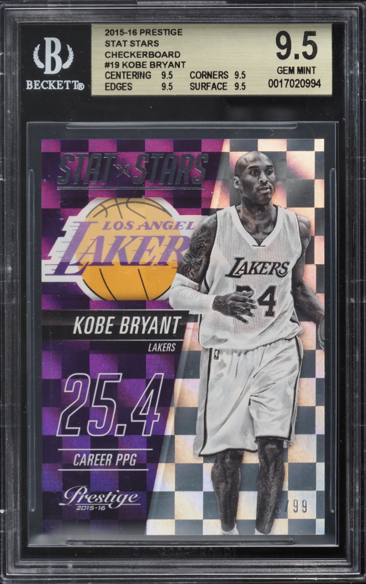2015 Panini Prestige Stat Stars Checkerboard Kobe Bryant /99 #19 BGS 9.5 GEM MINT