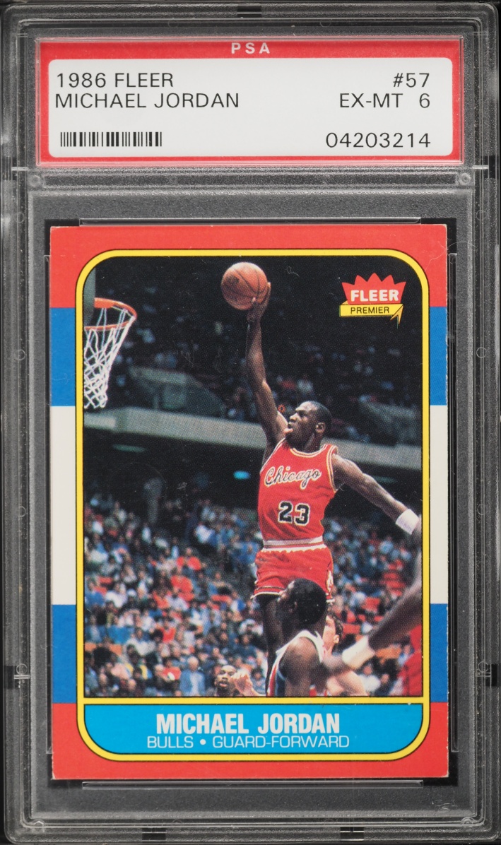 1986 Fleer Basketball Michael Jordan ROOKIE #57 PSA 6 EXMT