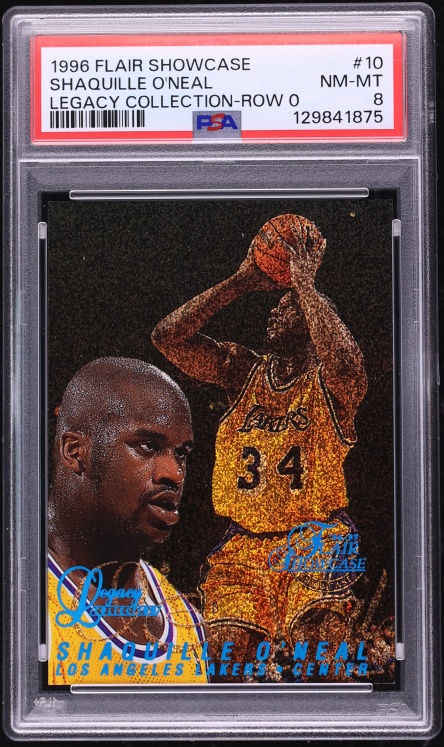 1996 Flair Showcase Legacy Collection Row 0 Shaquille O'Neal /150 #10 PSA 8 NM-MT
