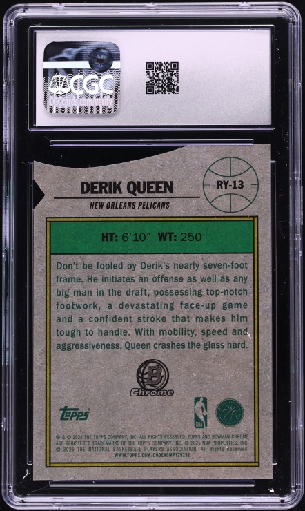 2025 Bowman Chrome ROY Favorites Orange Geometric Ref Die-Cut Derik Queen RC /25 #RY13 CGC 9