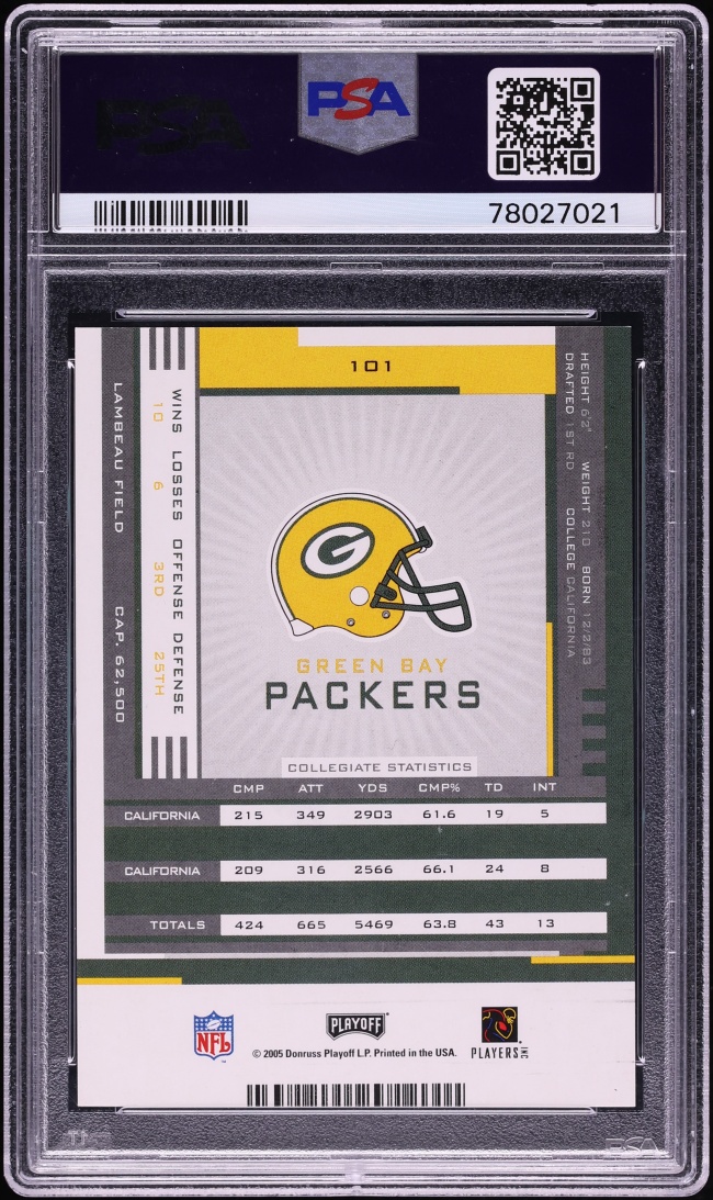 2005 Playoff Contenders Ticket Aaron Rodgers ROOKIE AUTO #101 PSA 9 MINT