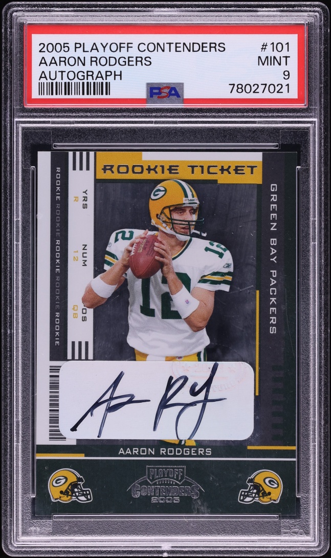 2005 Playoff Contenders Ticket Aaron Rodgers ROOKIE AUTO #101 PSA 9 MINT