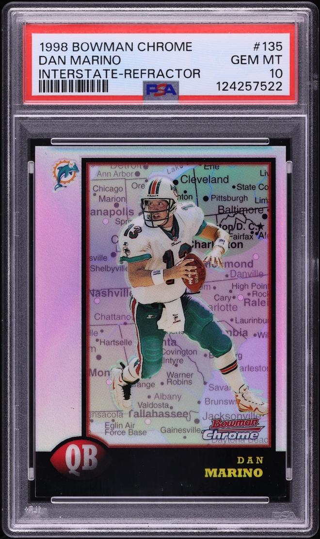 1998 Bowman Chrome Interstate Refractor Dan Marino #135 PSA 10 GEM MINT