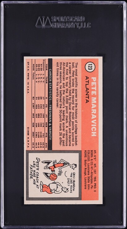 1970 Topps Basketball Pete Maravich ROOKIE #123 SGC 9 MINT