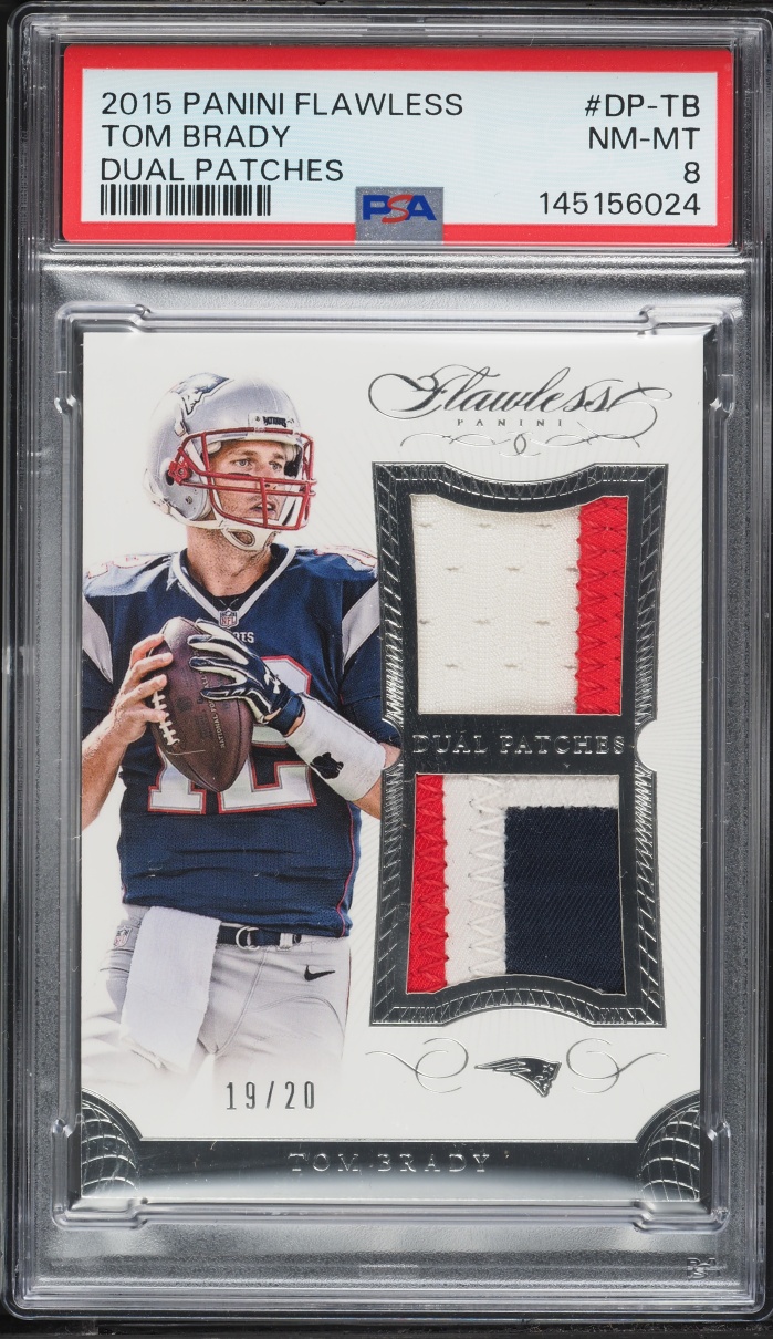 2015 Panini Flawless Dual Tom Brady PATCH /20 #DP-TB PSA 8 NM-MT - Photo 1