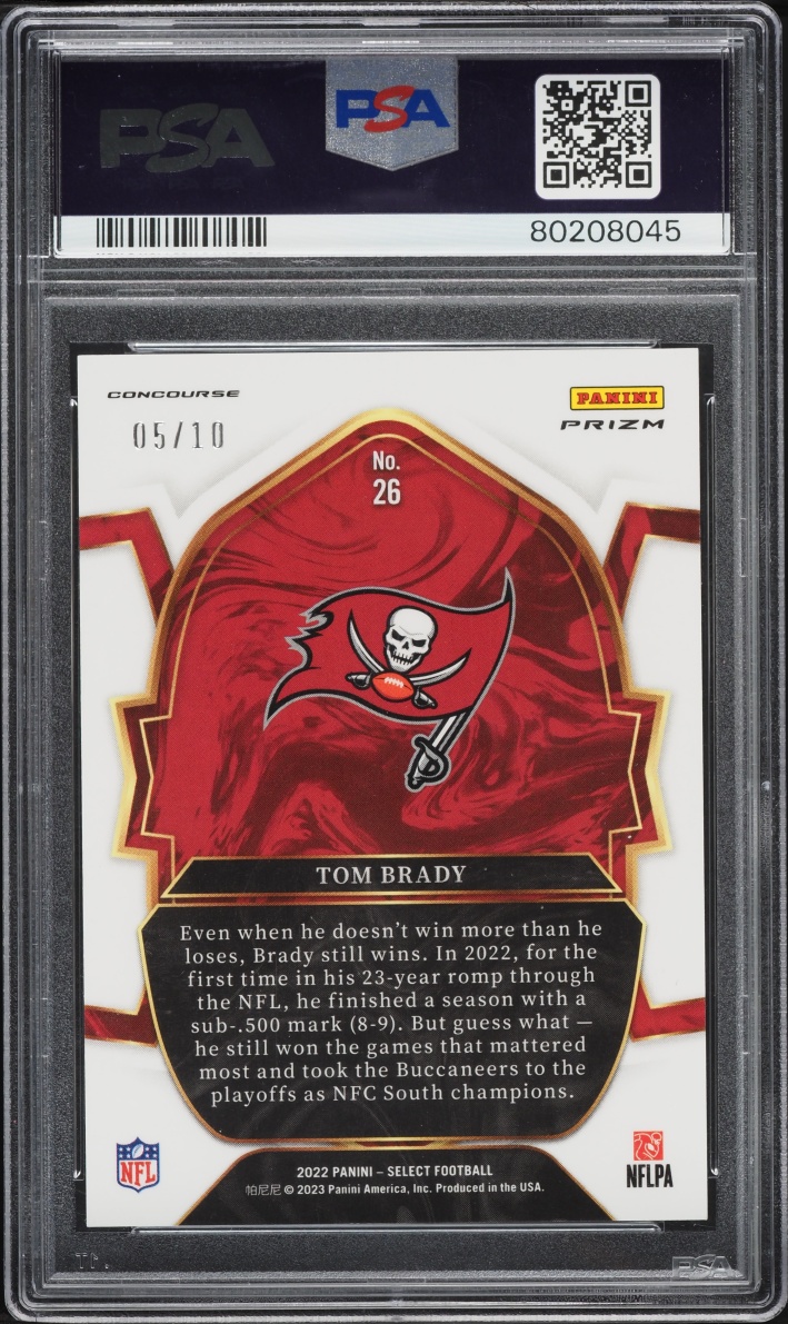 2022 Select Concourse Gold Prizm Tom Brady /10 #26 PSA 10 GEM MINT - Photo 2