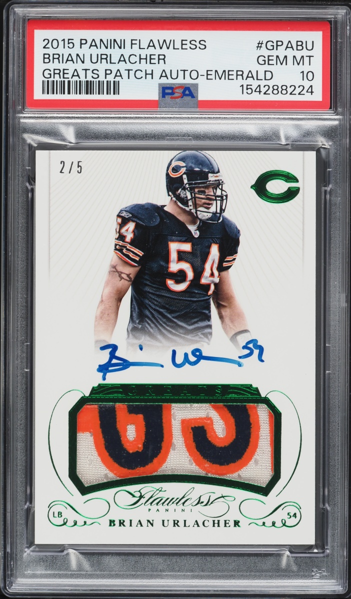 2015 Panini Flawless Greats Emerald Brian Urlacher PATCH AUTO /5 #GPA-BU PSA 10 GEM MINT - Photo 1