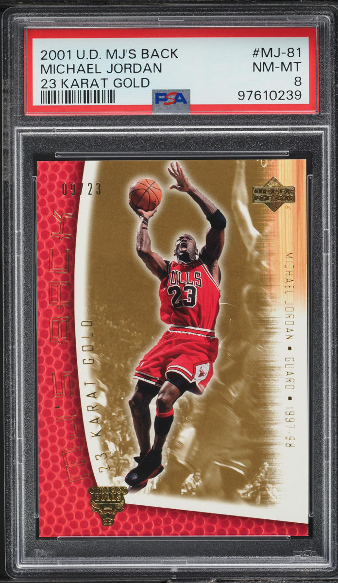 2001 Upper Deck MJ's Back 23 Karat Gold Michael Jordan /23 #MJ-81 PSA 8 NM-MT