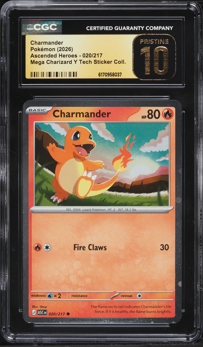 2026 Pokemon Mega Evolution Promo Ascended Heroes Tech Sticker Charmander #20 CGC 10 PRISTINE