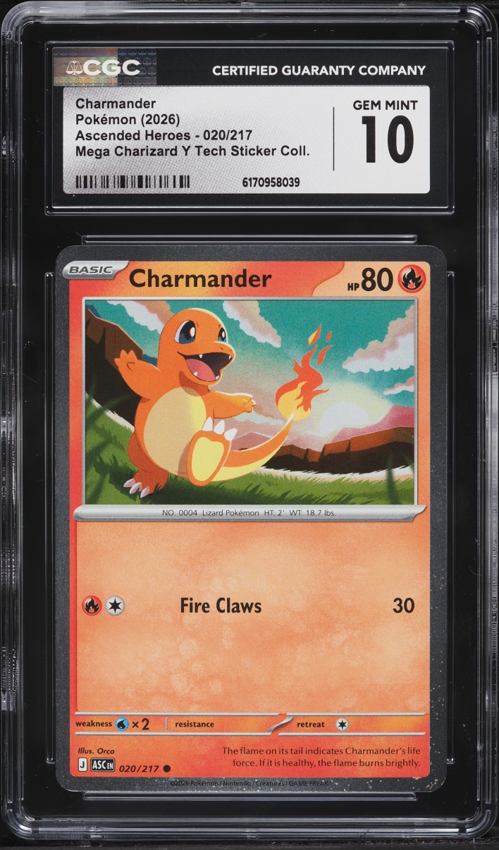 2026 Pokemon Mega Evolution Ascended Heroes Tech Sticker Charmander #20 CGC 10 GEM MINT
