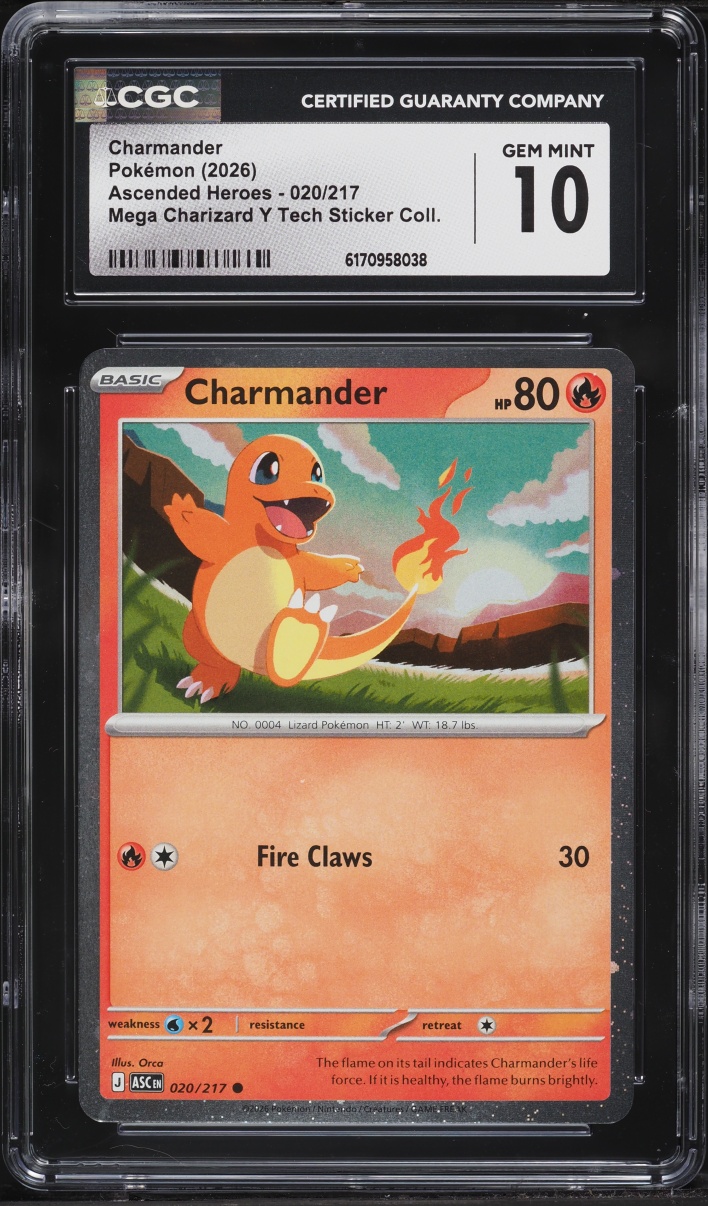 2026 Pokemon Mega Evolution Ascended Heroes Tech Sticker Charmander #20 CGC 10 GEM MINT