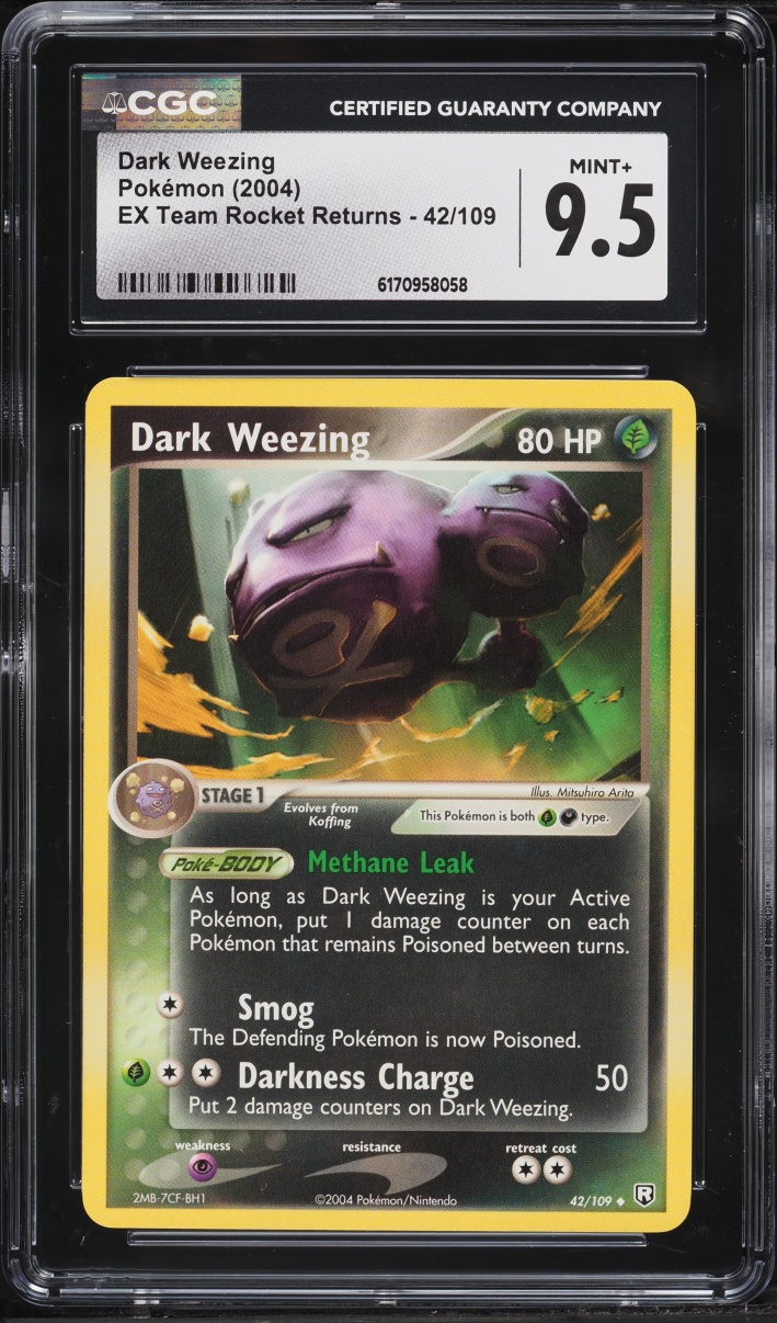 2004 Pokemon EX Team Rocket Returns Dark Weezing #42 CGC 9.5 MINT+