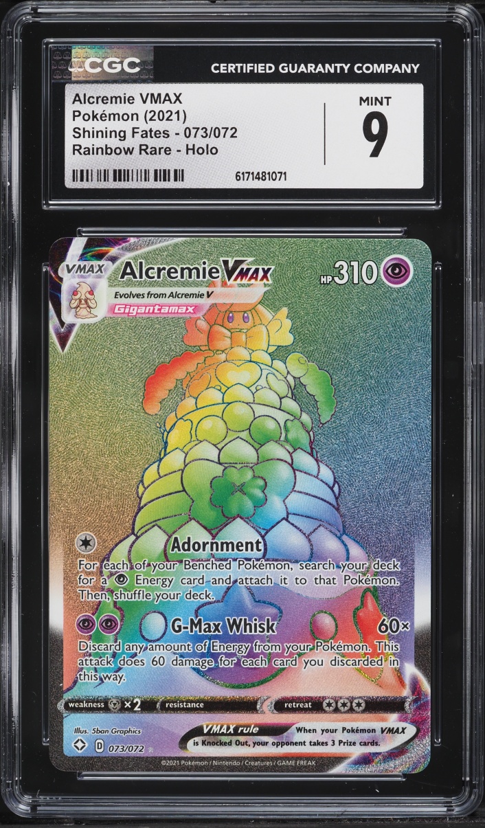 2021 Pokemon Sword & Shield Shining Fates Rainbow Rare Alcremie VMAX #73 CGC 9 MINT