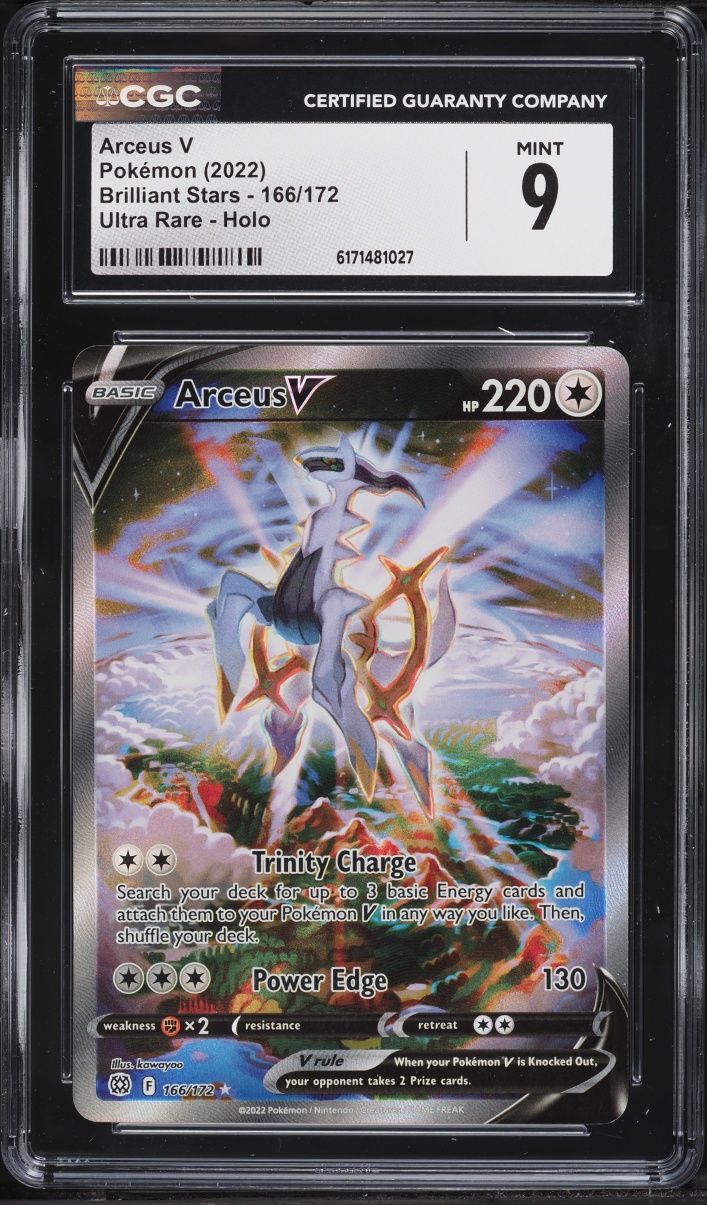 2022 Pokemon Sword & Shield Brilliant Stars Full Art Arceus V #166 CGC 9 MINT