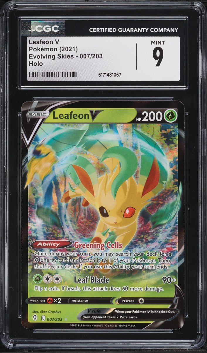2023 Pokemon Sword & Shield Evolving Skies Holo Leafeon V #7 CGC 9 MINT