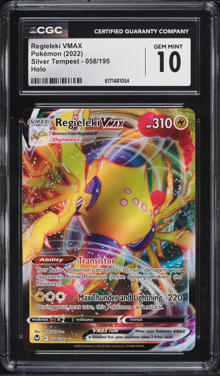 2022 Pokemon Sword & Shield Silver Tempest Full Art Regieleki VMAX #58 CGC 10 GEM MINT