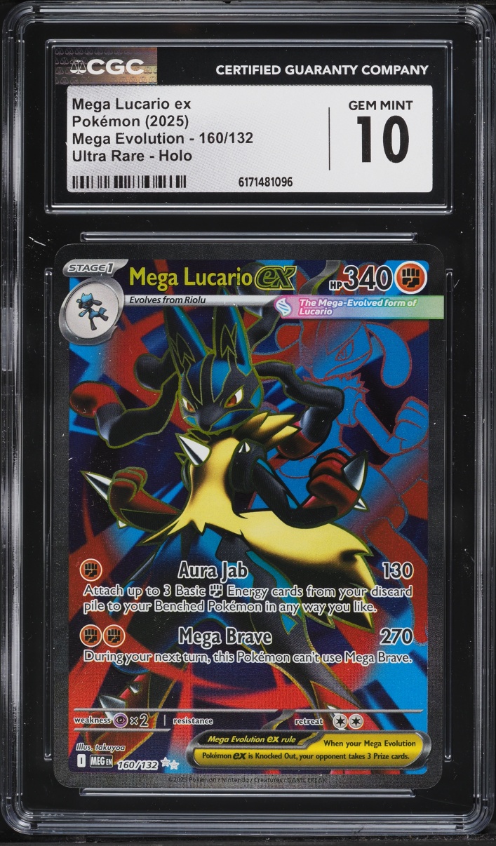 2025 Pokemon Mega Evolution Full Art Mega Lucario Ex #160 CGC 10 GEM MINT