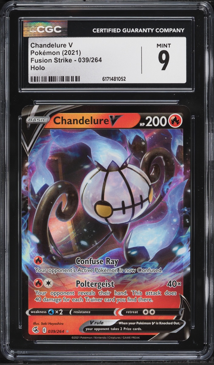 2021 Pokemon Sword & Shield Fusion Strike Full Art Chandelure V #39 CGC 9 MINT