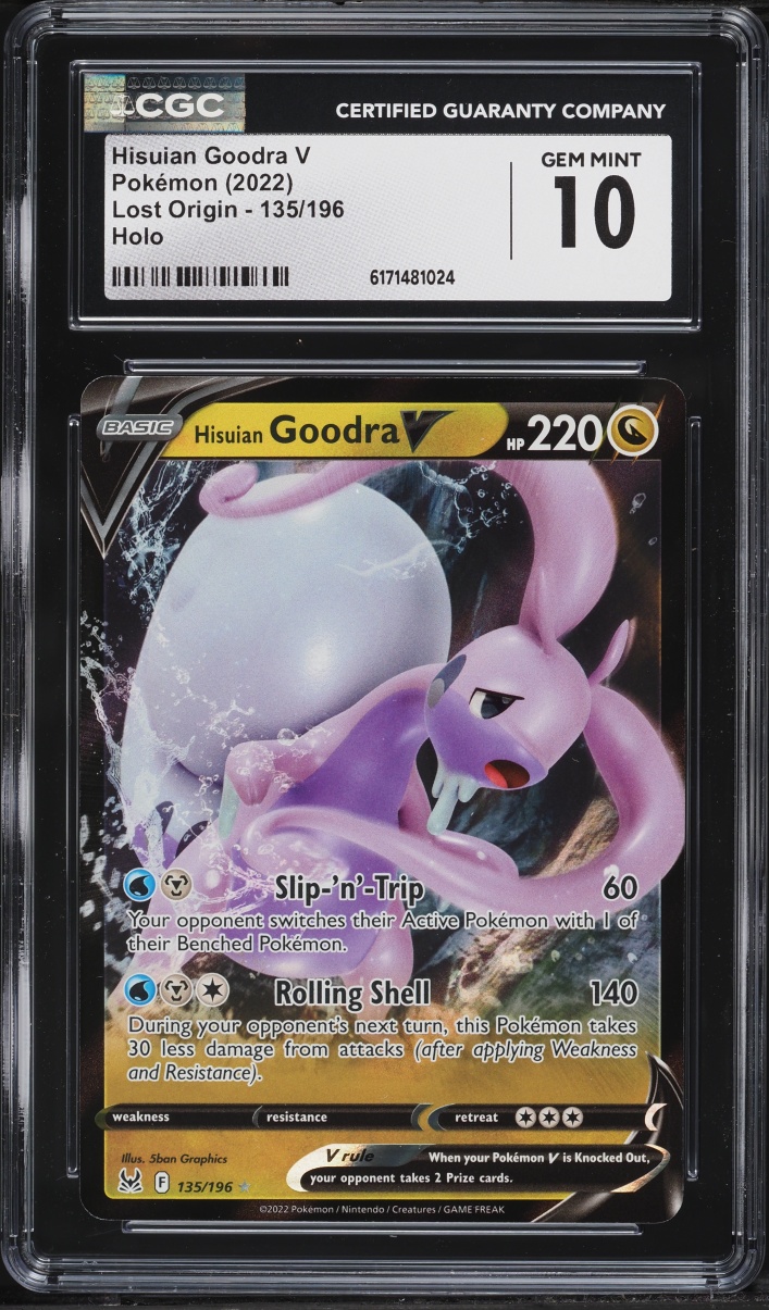 2022 Pokemon Sword & Shield Lost Origin Full Art Hisuian Goodra V #135 CGC 10 GEM MINT