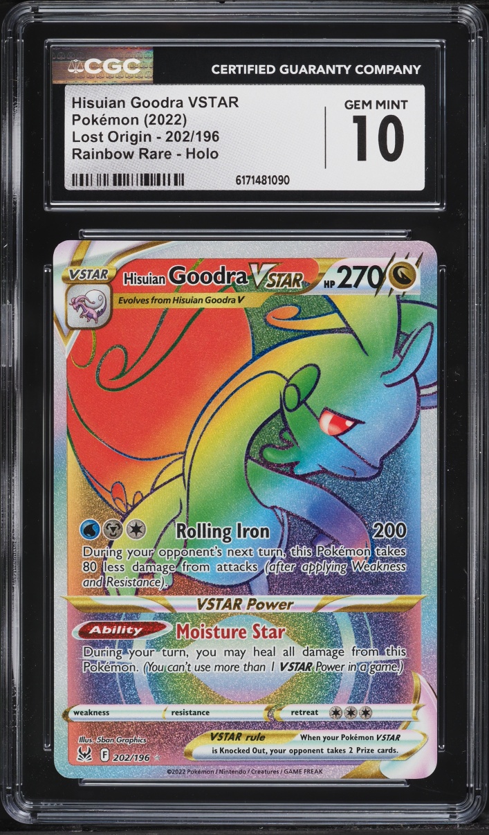 2022 Pokemon Sword & Shield Lost Origin Rainbow Rare Hisuian Goodra VSTAR #202 CGC 10 GEM MINT
