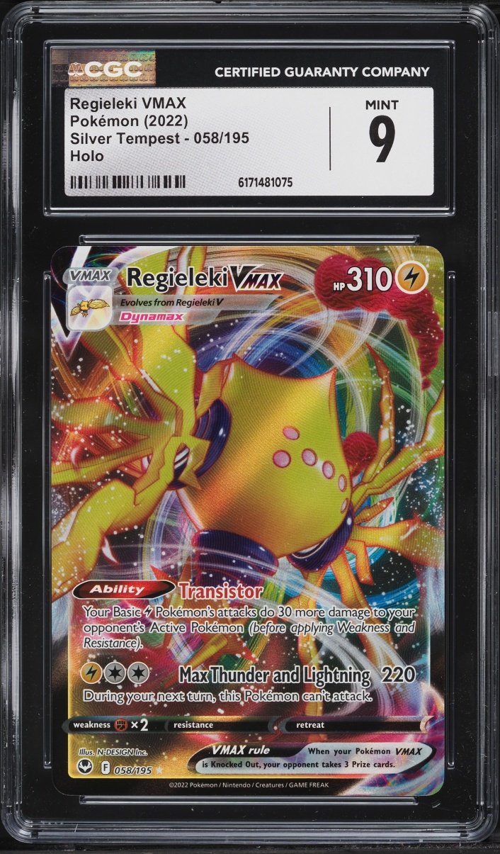 2022 Pokemon Sword & Shield Silver Tempest Alt Art Regieleki VMAX #58 CGC 9 MINT