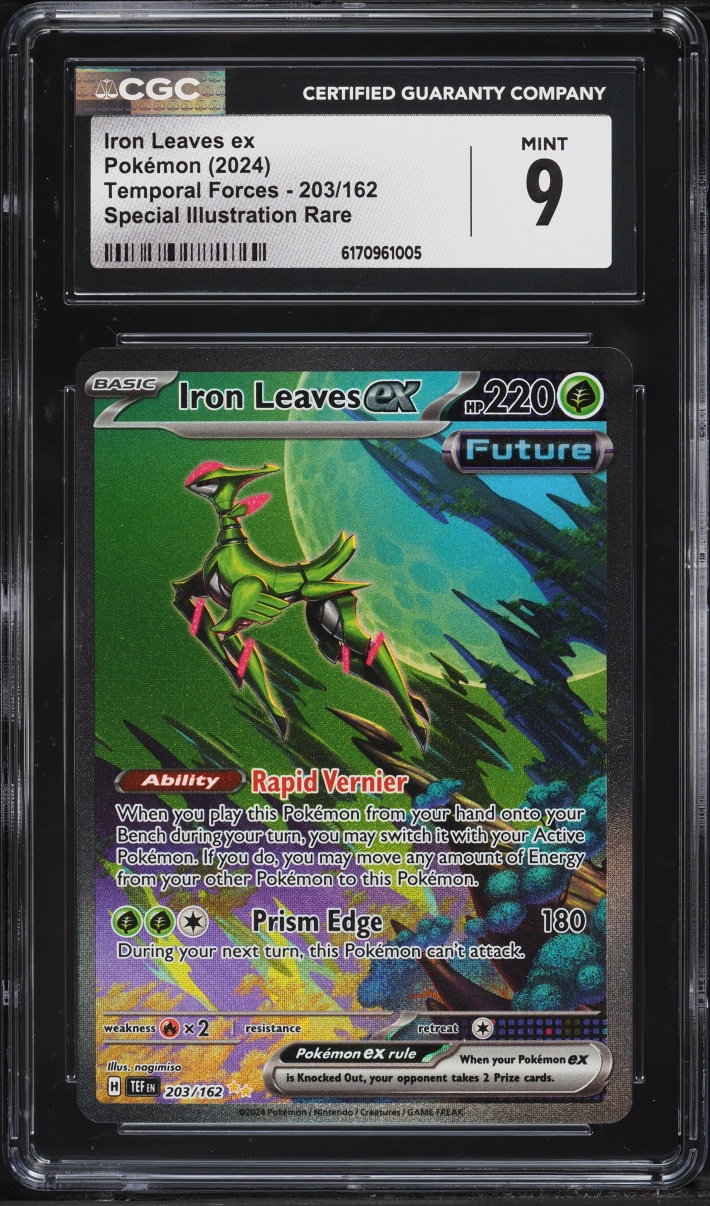 2024 Pokemon Scarlet & Violet Temporal Forces SIR Iron Leaves Ex #203 CGC 9 MINT