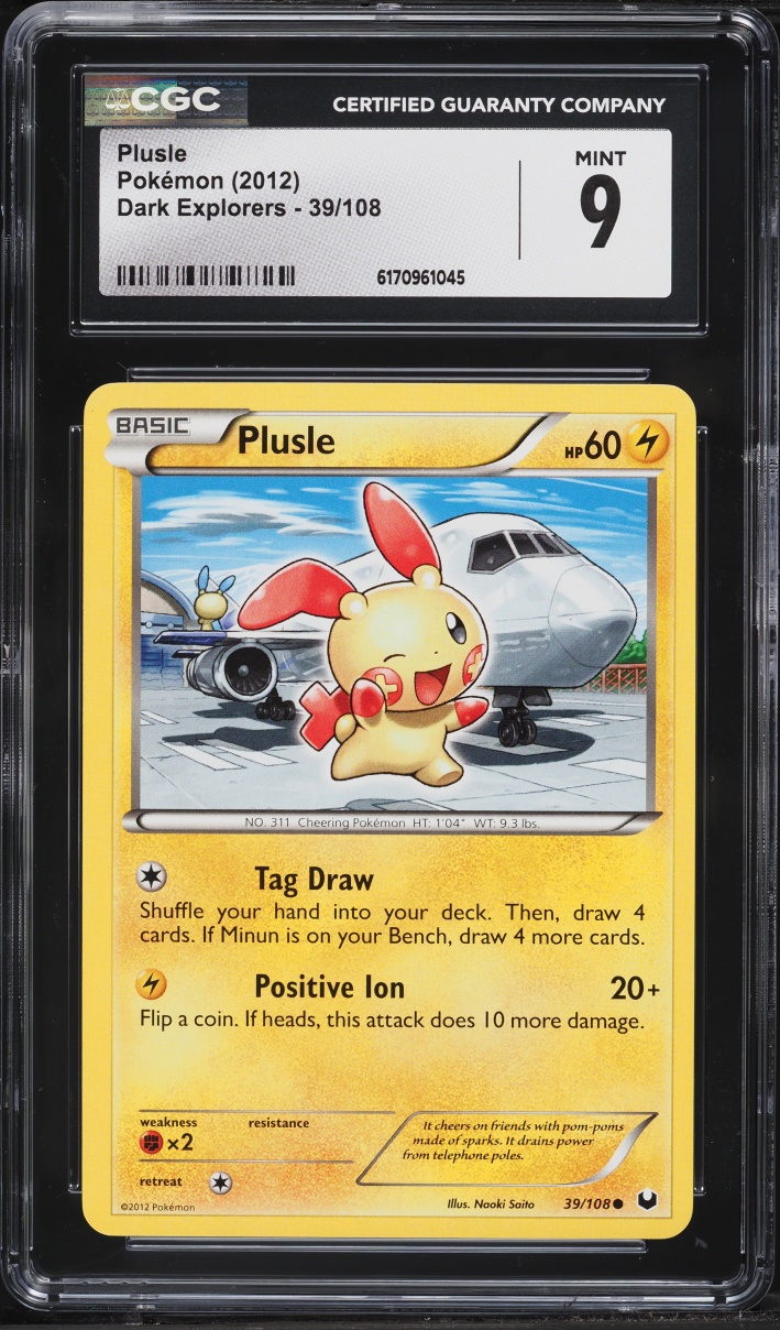 2012 Pokemon Black & White Dark Explorers Plusle #39 CGC 9 MINT
