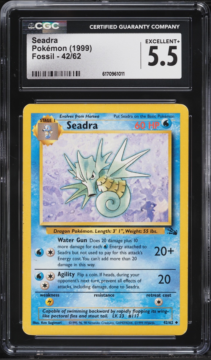 1999 Pokemon Fossil Seadra #42 CGC 5.5 EX+