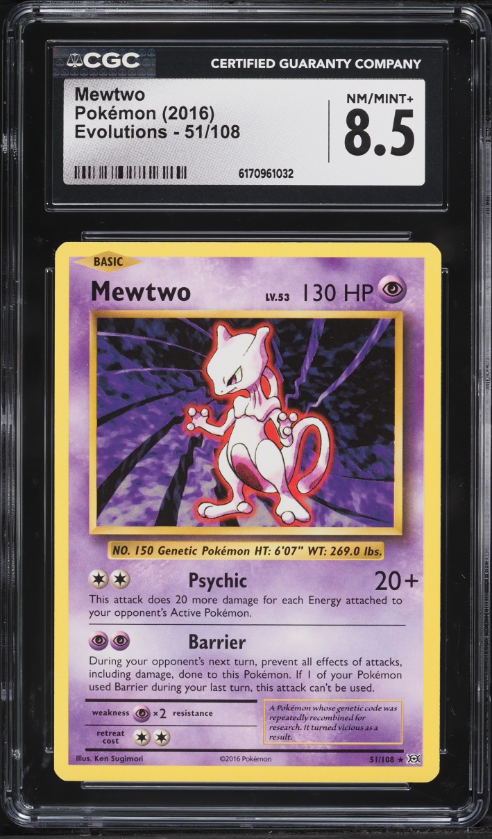 2016 Pokemon XY Evolutions Mewtwo #51 CGC 8.5 NM-MT+