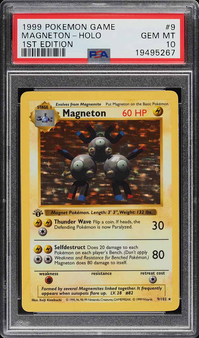 1999 Pokemon Base Set Shadowless 1st Edition Holo Magneton #9 PSA 10 GEM MINT
