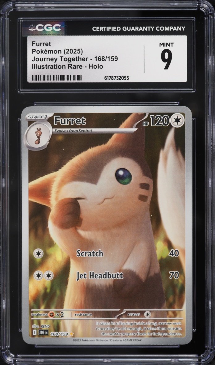 2025 Pokemon Scarlet & Violet Journey Together IR Furret #168 CGC 9 MINT