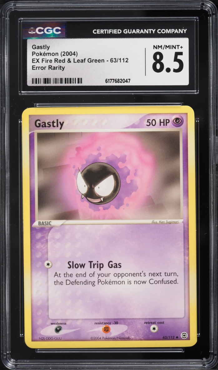 2004 Pokemon Ex Fire Red & Leaf Green Error Rarity Gastly #63 CGC 8.5 NM-MT+