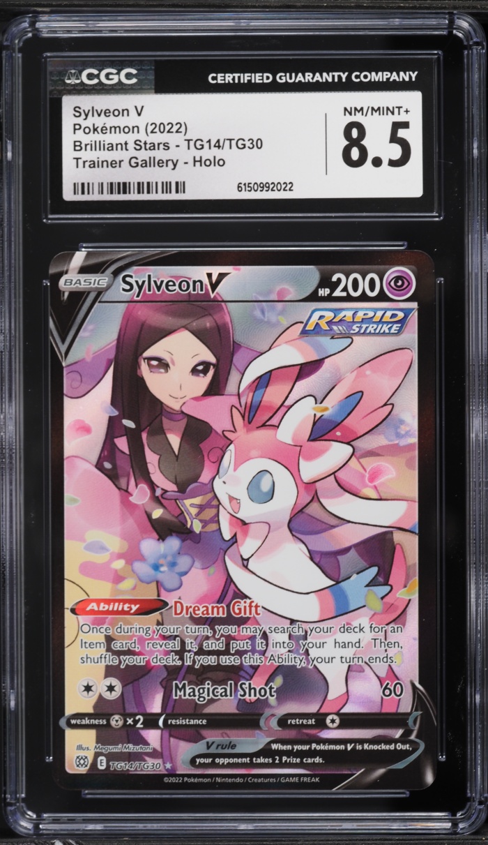 2022 Pokemon Sword & Shield Brilliant Stars CHR Sylveon V #TG14 CGC 8.5 NM-MT+