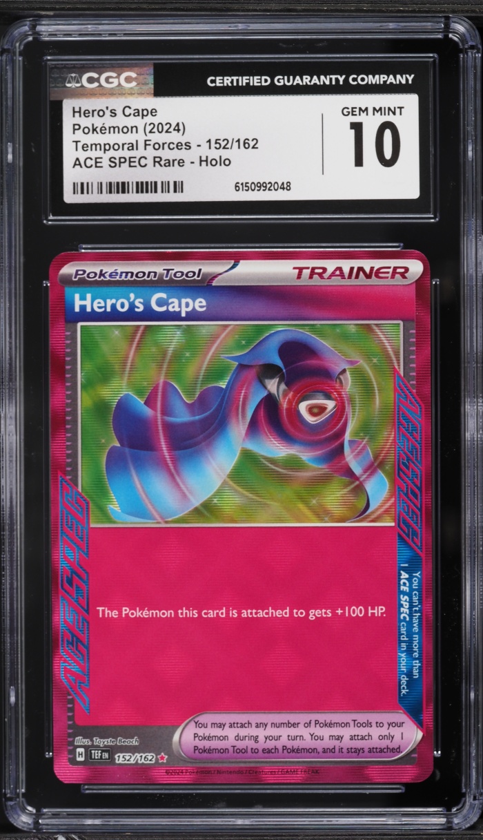2024 Pokemon Scarlet & Violet Temporal Forces Ace Spec Hero's Cape #152 CGC 10 GEM MINT