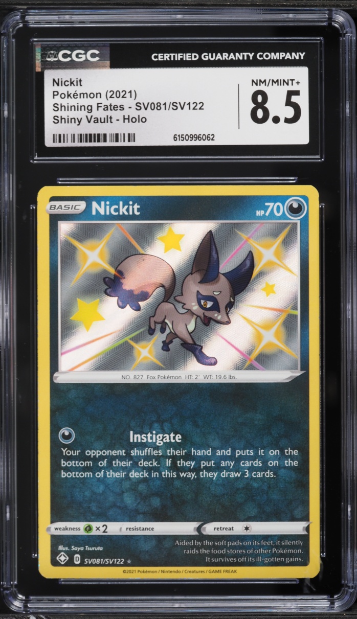 2021 Pokemon Scarlet & Violet Shining Fates Shiny Nickit #SV081 CGC 8.5 NM-MT+