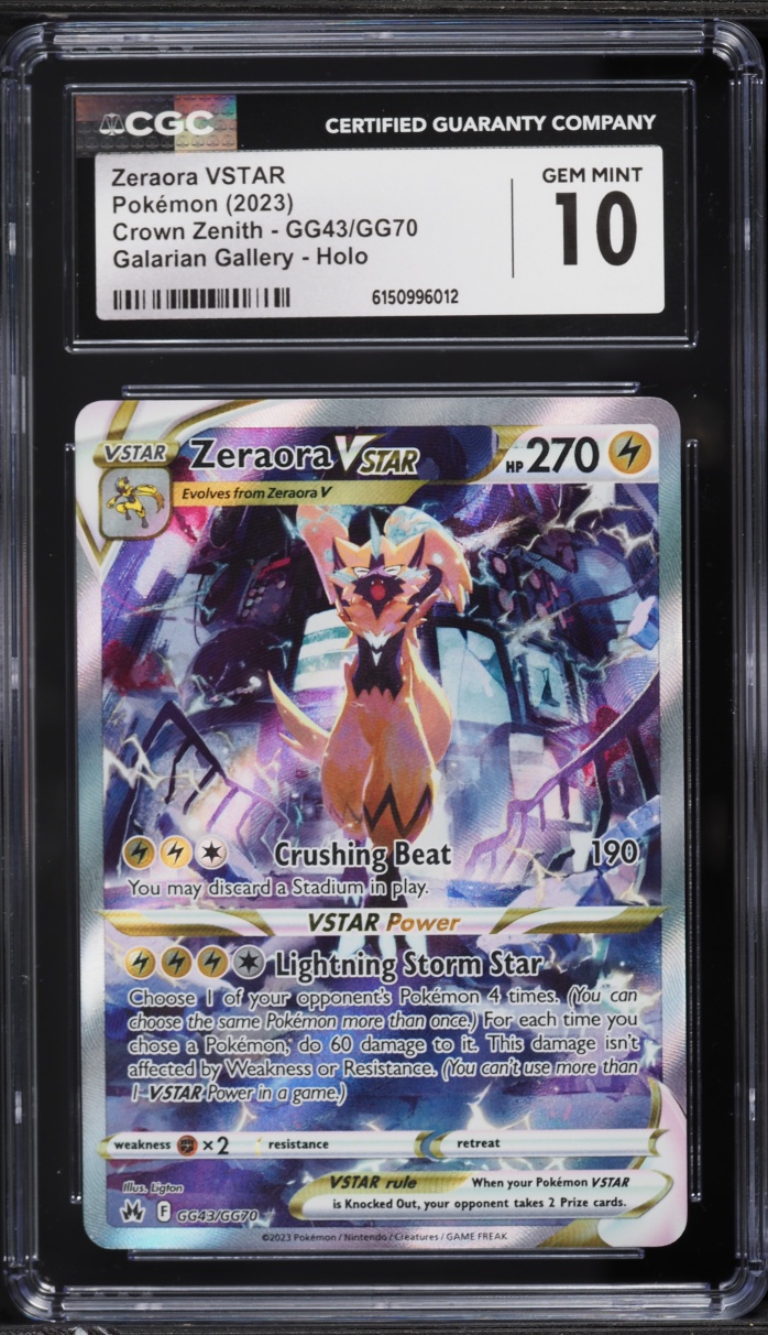 2023 Pokemon SWSH Crown Zenith Galarian Gallery Alt Art Zeraora VSTAR #GG43 CGC 10 GEM MINT