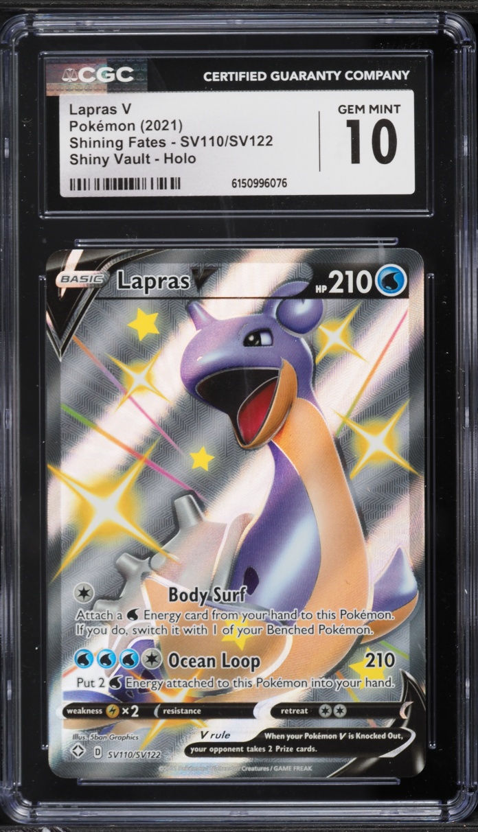 2021 Pokemon Sword & Shield Shining Fates Full Art Lapras V #SV110 CGC 10 GEM MINT