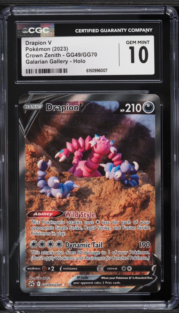 2023 Pokemon Sword & Shield Crown Zenith Alt Art Drapion V #GG49 CGC 10 GEM MINT