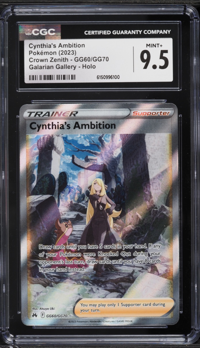 2023 Pokemon Sword & Shield Crown Zenith Alt Art Cynthia's Ambition #GG60 CGC 9.5 MINT+