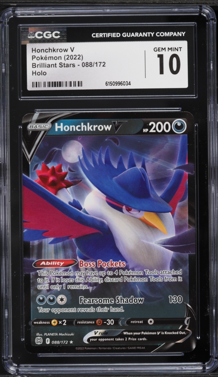 2022 Pokemon Sword & Shield Brilliant Stars Alt Art Honchkrow V #88 CGC 10 GEM MINT