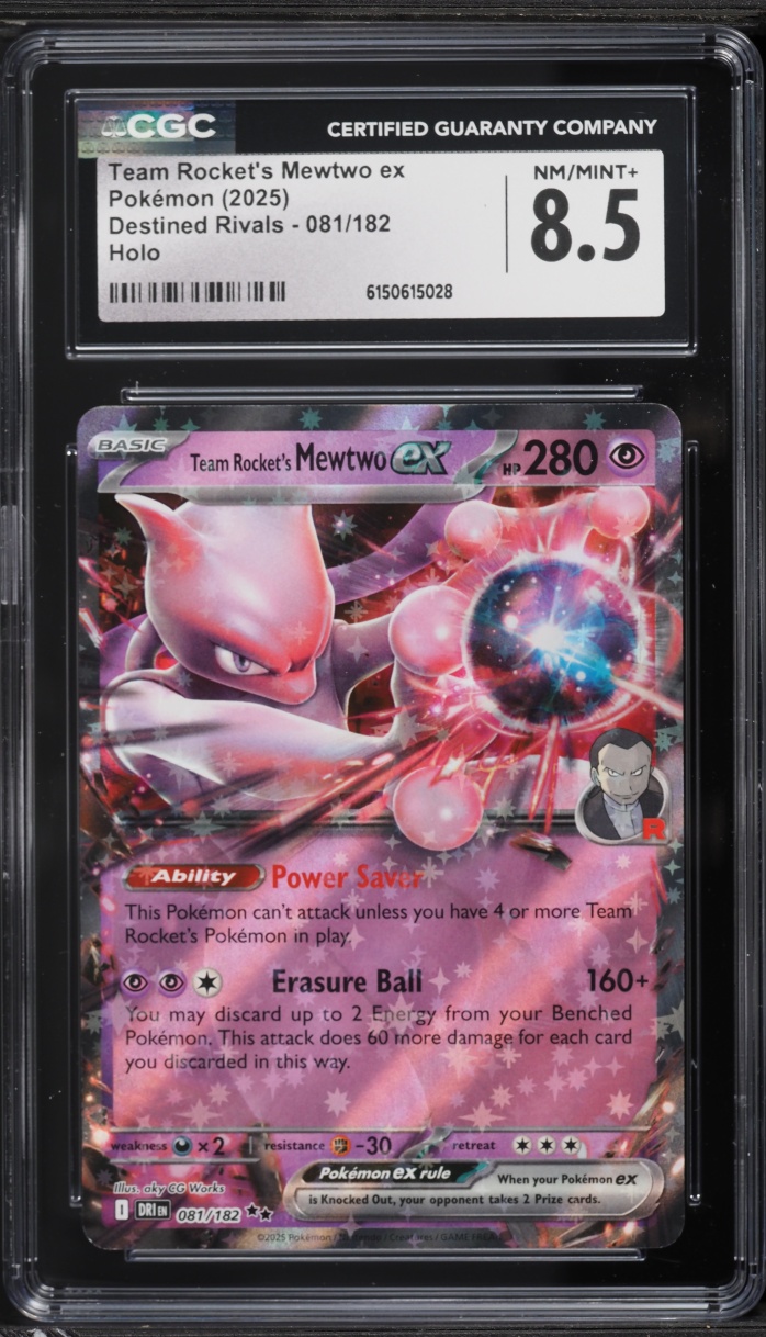 2025 Pokemon Scarlet & Violet Destined Rivals Holo Team Rocket's Mewtwo EX #81 CGC 8.5 NM-MT+