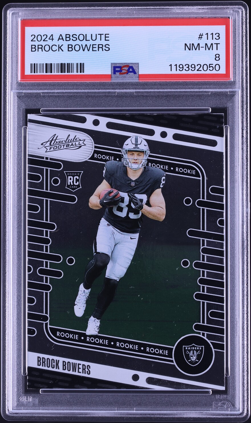 2024 Absolute Football Brock Bowers ROOKIE #113 PSA 8 NM-MT
