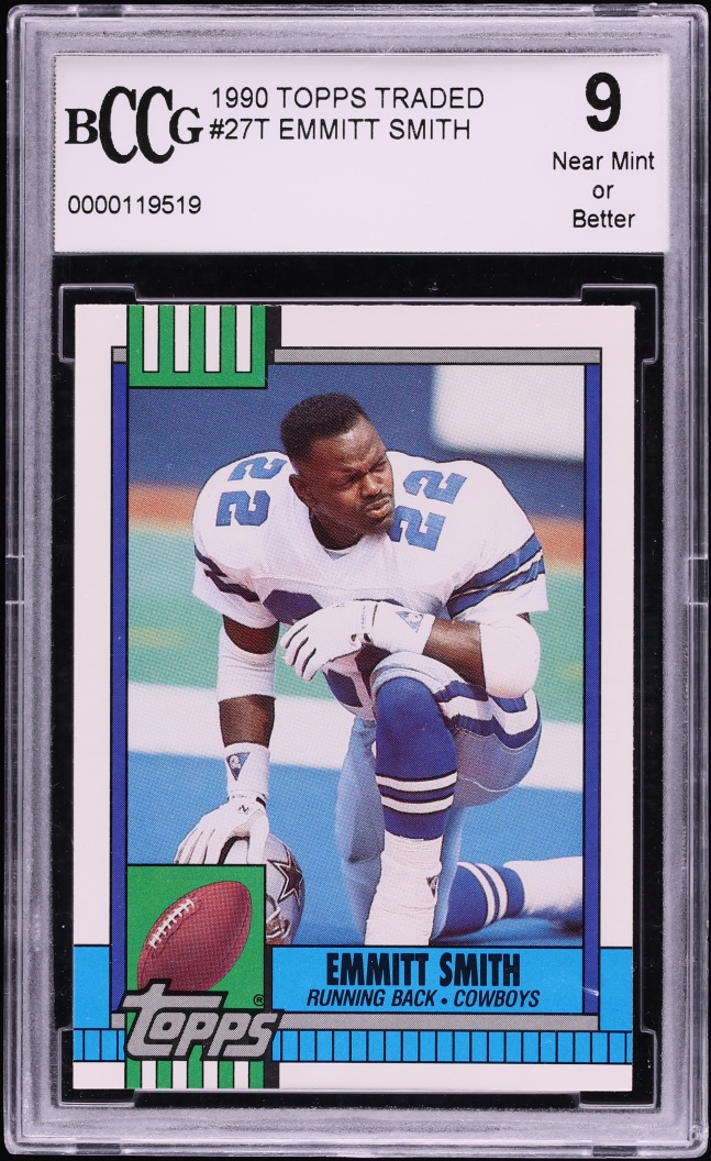 1990 Topps Traded Emmitt Smith ROOKIE #27T BCCG 9
