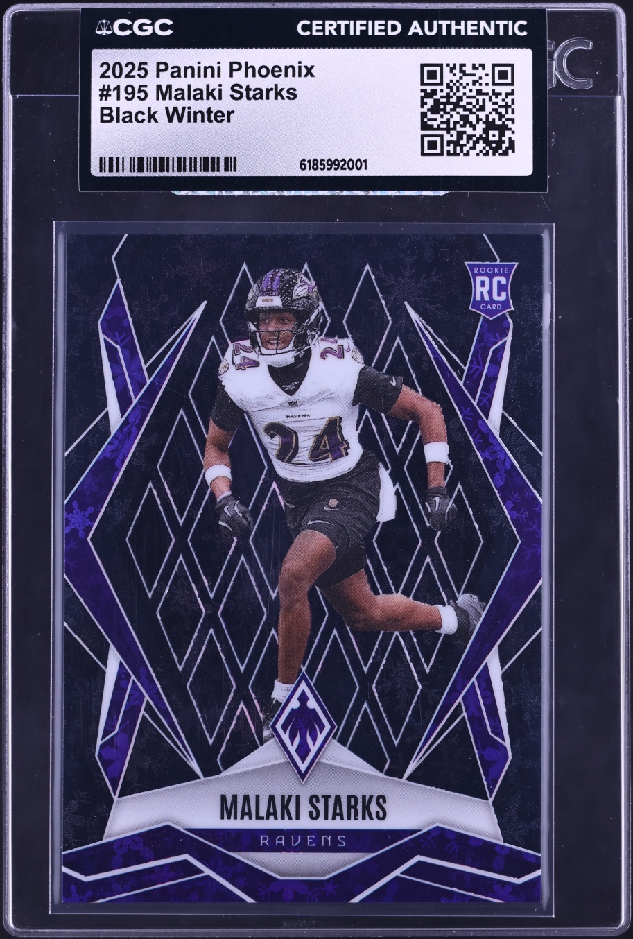 2025 Panini Phoenix Black Winter Malaki Starks ROOKIE 1/1 #195 CGC AUTH