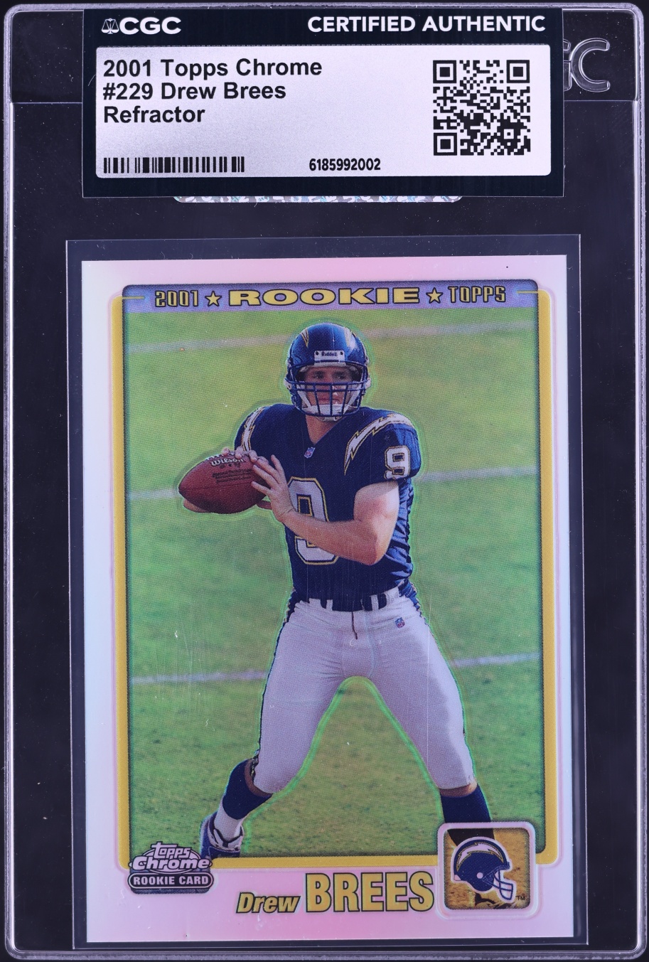 2001 Topps Chrome Refractor Drew Brees ROOKIE /999 #229 CGC AUTH