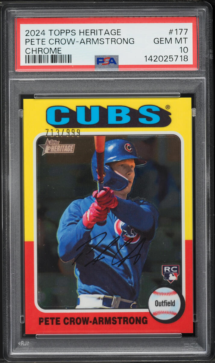2024 Topps Heritage Chrome Pete Crow-Armstrong ROOKIE /999 #177 PSA 10 GEM MINT